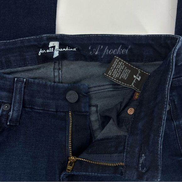 7 FOR ALL MANKIND Women’s Dark Wash Flared Denim “A” Pocket Jeans Sz 26 - Picture 7 of 10